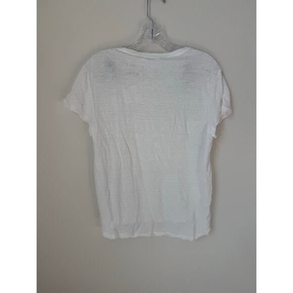 FRAME Organic Linen Tee Top White Minimalistic Basic Size Medium - Picture 4 of 7